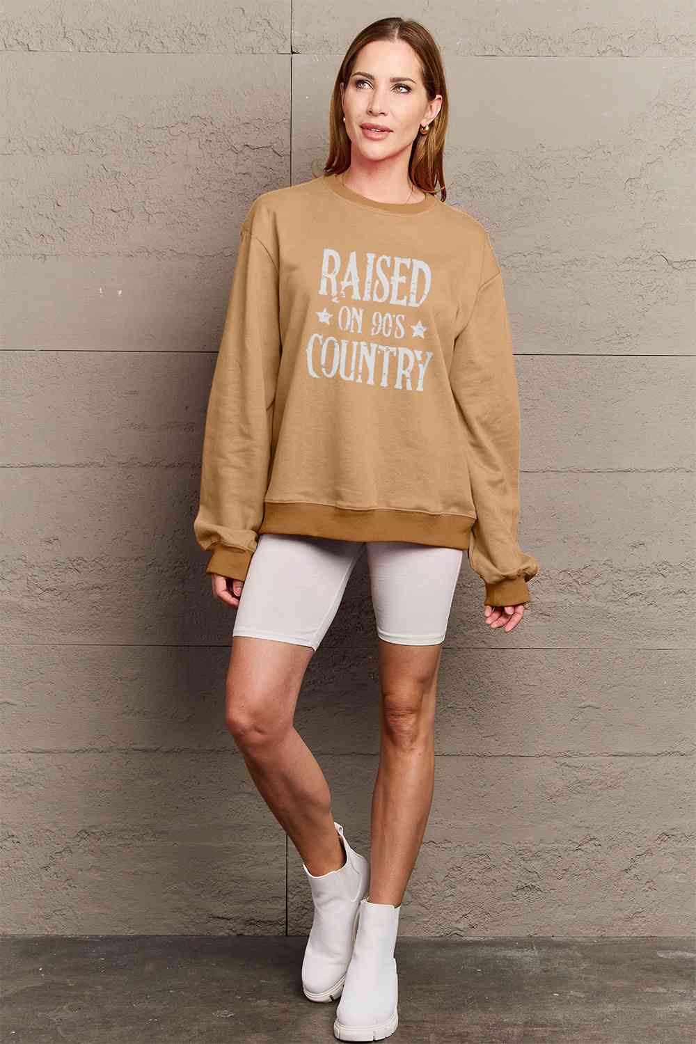 Full Size RAISED ON 90'S COUNTRY Graphic Sweatshirt