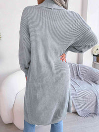 Open Front Longline Dropped Shoulder Cardigan