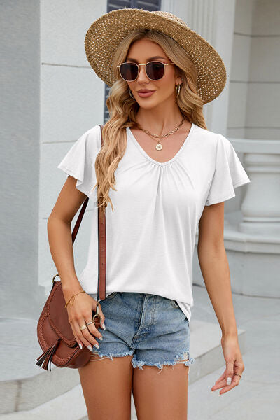 Flutter Sleeve V-neck T-Shirt