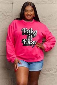 Full Size TAKE IT EASY Graphic Sweatshirt