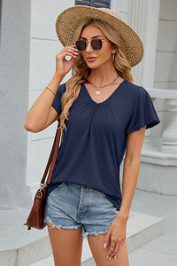 Flutter Sleeve V-neck T-Shirt