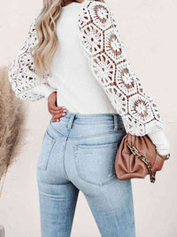 Lace Detail Scoop Neck Knit Top