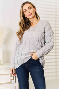 Cable-Knit Hooded Sweater