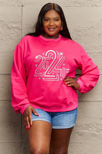 Full Size 2024 Round Neck Dropped Shoulder Sweatshirt