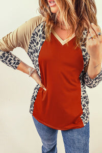 Leopard Round Neck Long Sleeve T-Shirt