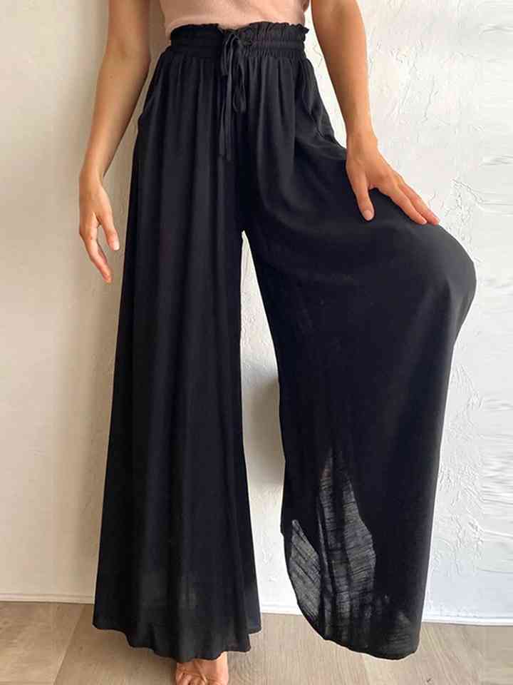 Drawstring Waist Wide Leg Pants