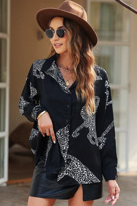 Printed Button Up Long Sleeve Shirt