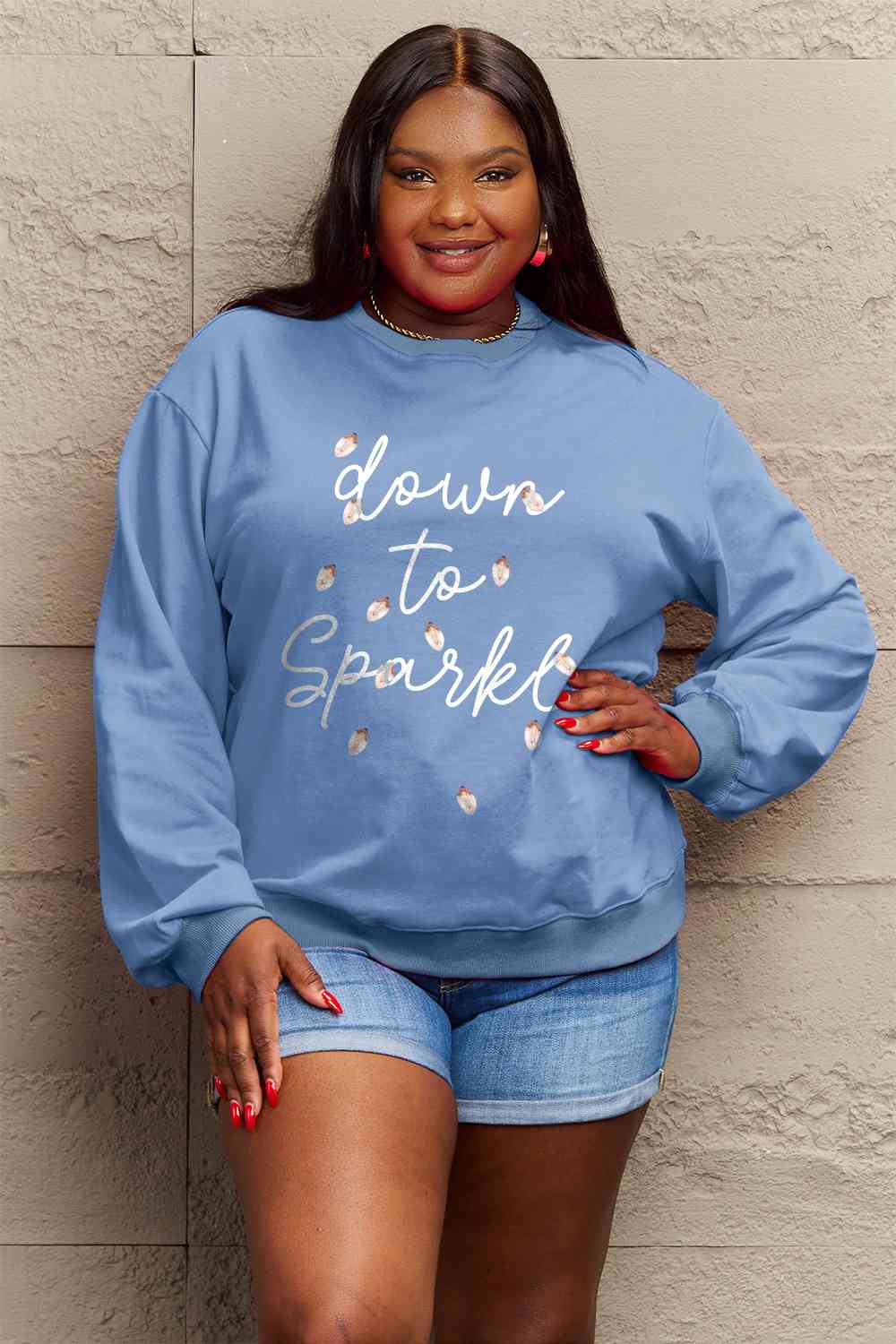 Full Size Letter Graphic Long Sleeve Sweatshirt