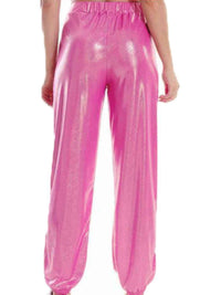 Glitter Elastic Waist Pants with Pockets