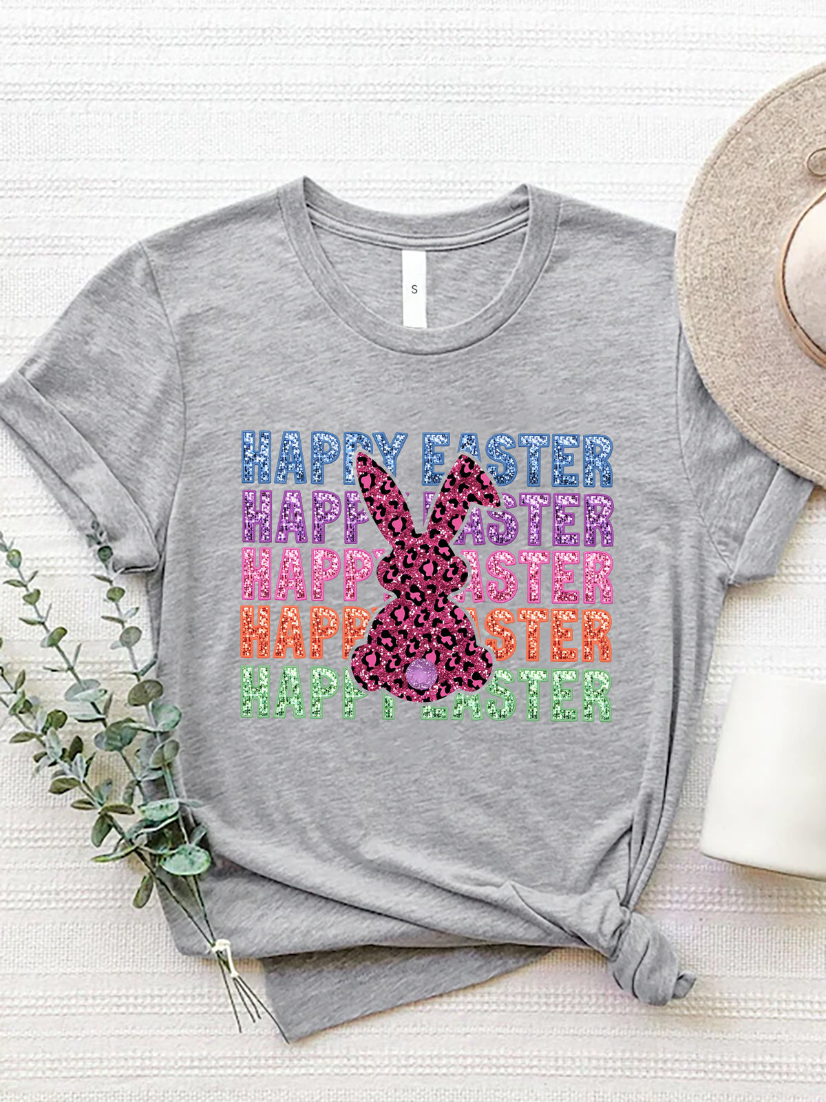 HAPPY EASTER Round Neck Short Sleeve T-Shirt