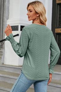 V-Neck Flounce Sleeve T-Shirt