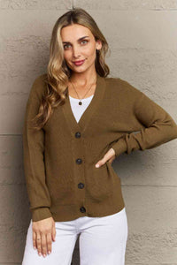 Kiss Me Tonight Full Size Button Down Cardigan in Olive