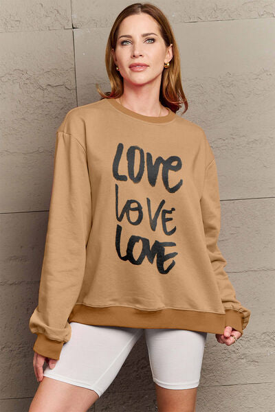 Full Size LOVE Round Neck Sweatshirt