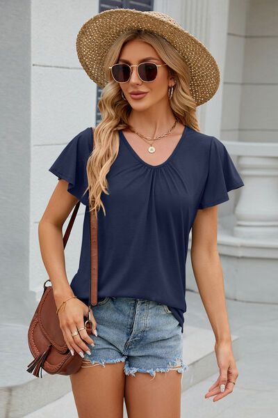 Flutter Sleeve V-neck T-Shirt