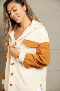 Contrast Button-Up Fleece Jacket