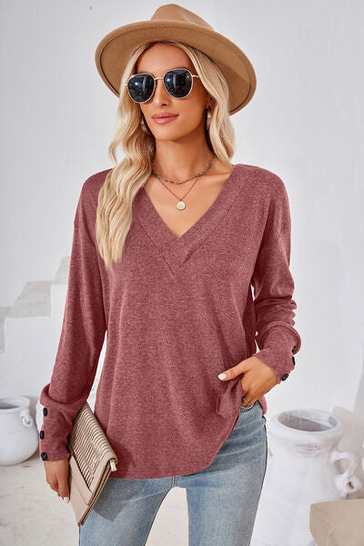 V-Neck Dropped Shoulder T-Shirt