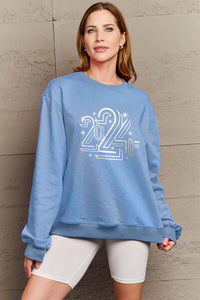 Full Size 2024 Round Neck Dropped Shoulder Sweatshirt