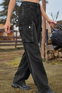 Loose Fit Long Jeans with Two Leg Pockets