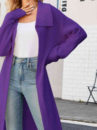 Full Size Collared Open Front Duster Cardigan