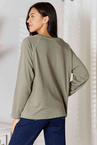 Full Size V-Neck Long Sleeve T-Shirt