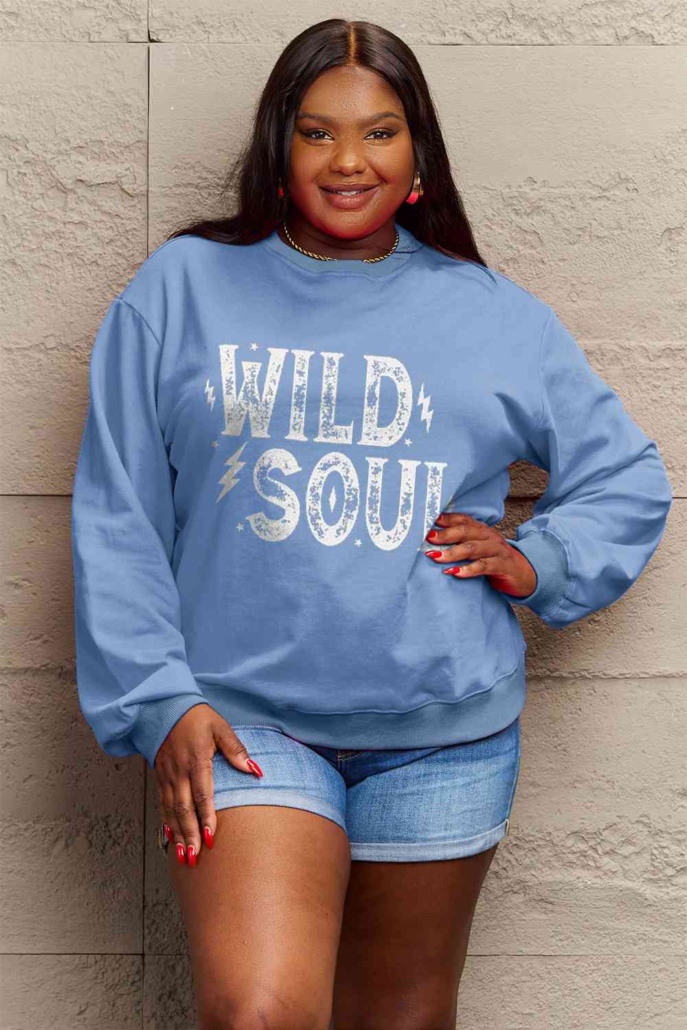 Full Size WILD SOUL Graphic Sweatshirt