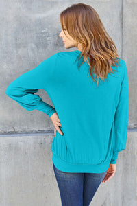 Full Size V-Neck Lantern Sleeve Top