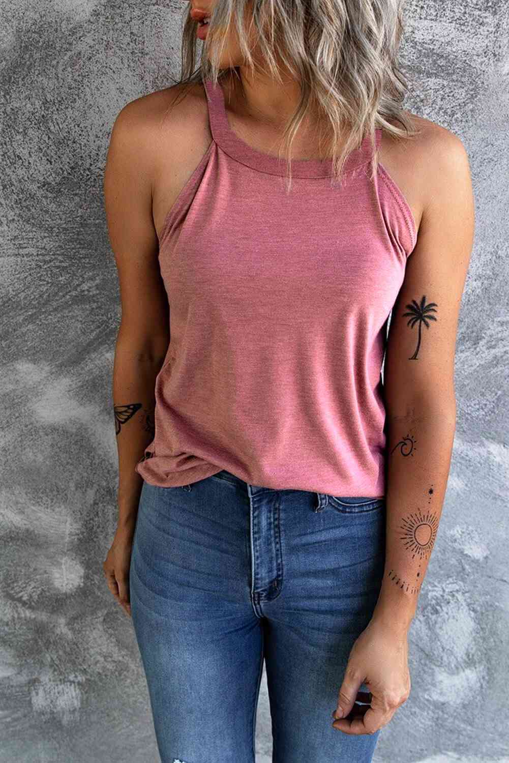 Curved Hem Grecian Tank Top