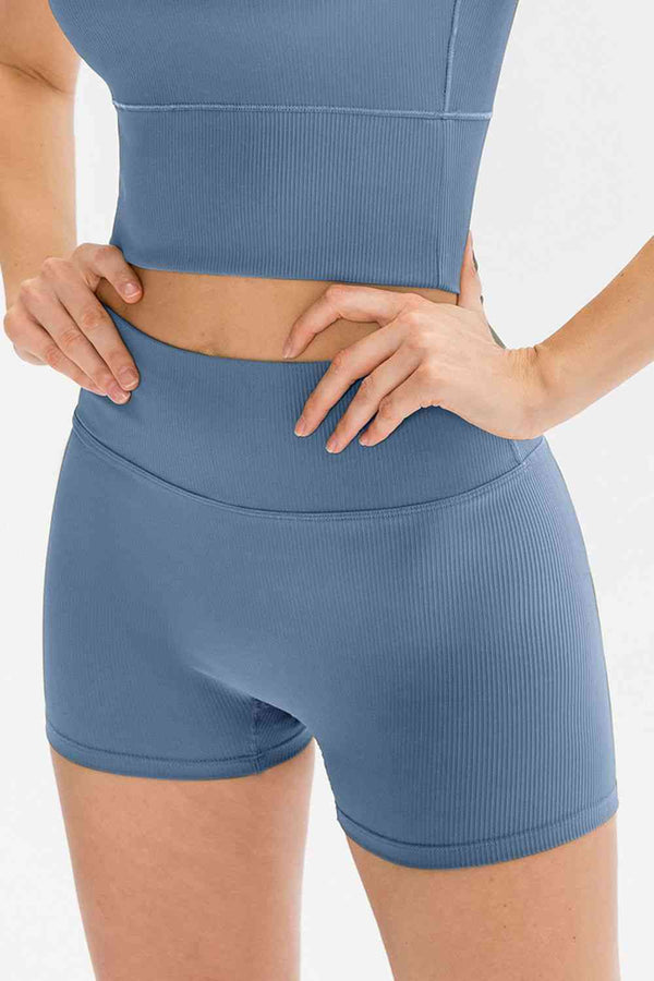 Sport Short in Misty Blue with Slim Fit & Wide Waistband