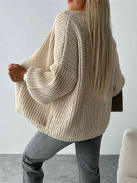 Open Front Dropped Shoulder Cardigan