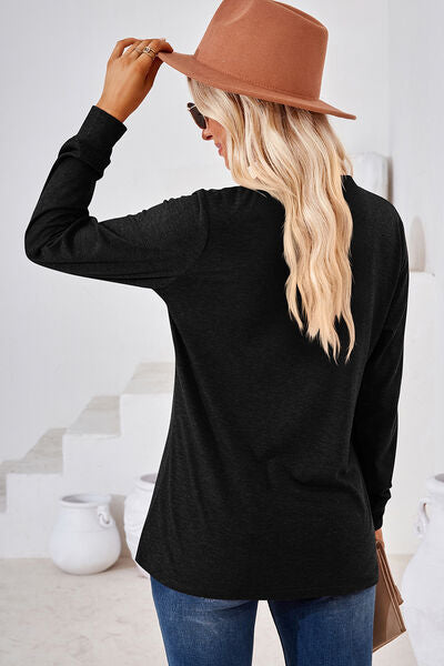 Notched Long Sleeve T-Shirt