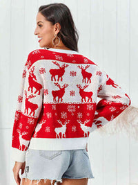 Reindeer Graphic Round Neck Sweater