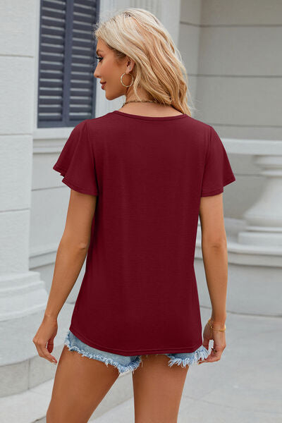 Flutter Sleeve V-neck T-Shirt