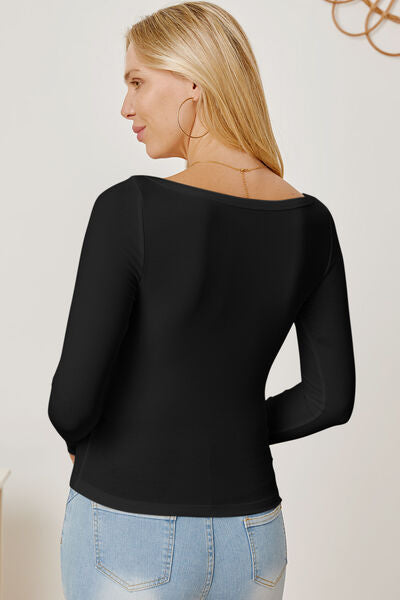 Square Neckline Long Sleeve T-Shirt