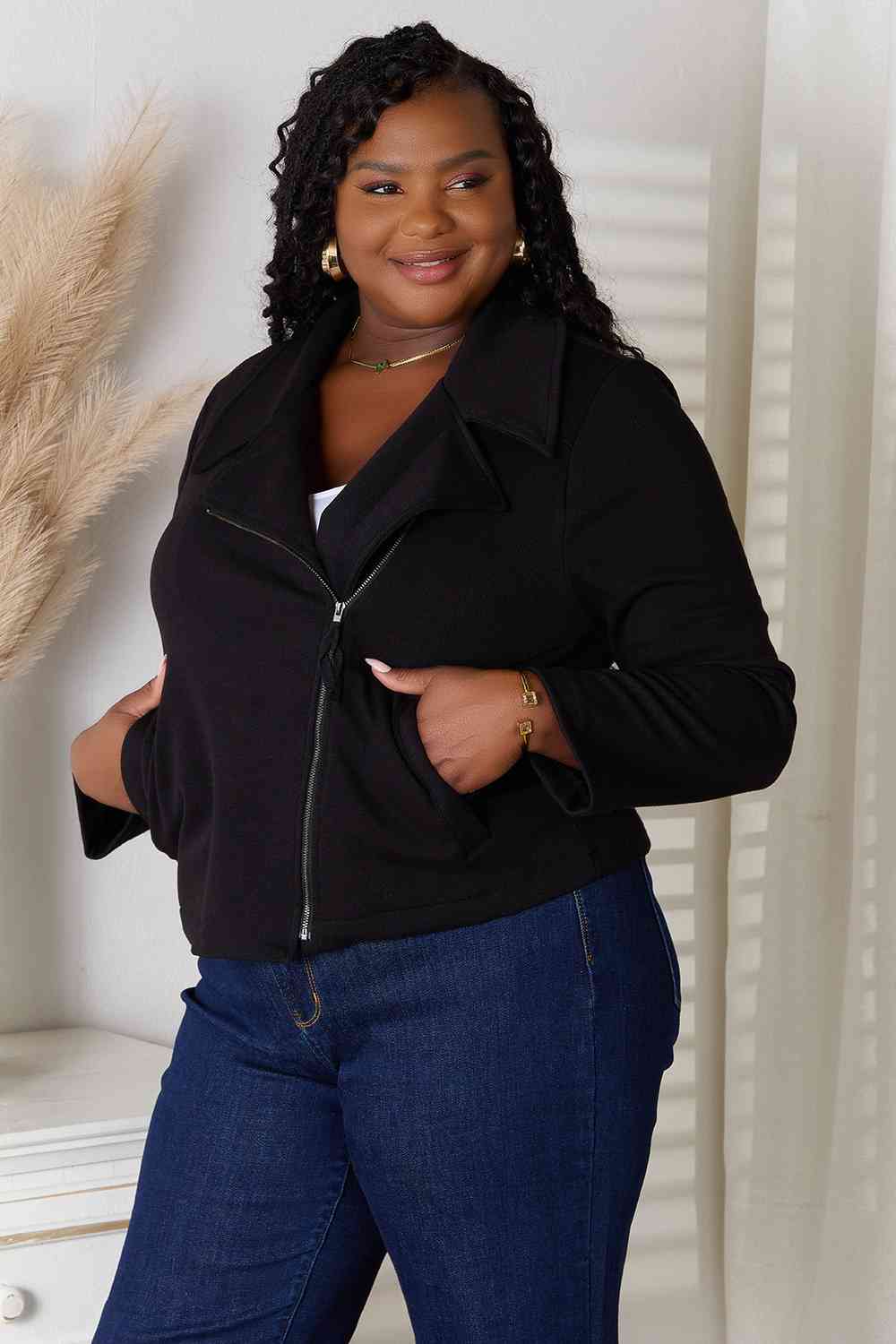 Full Size Zip-Up Jacket with Pockets