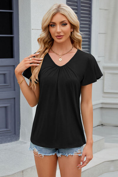 Flutter Sleeve V-neck T-Shirt