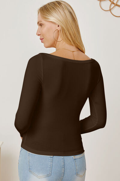 Square Neckline Long Sleeve T-Shirt