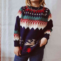 Christmas Element Round Neck Long Sleeve Sweater