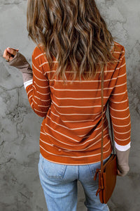 Striped Round Neck Long Sleeve T-Shirt