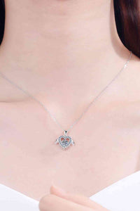 Heart Angel Wings Moissanite Pendant Necklace