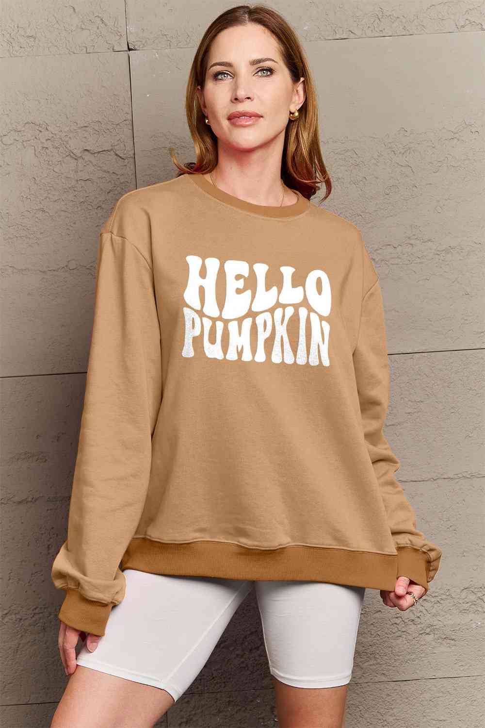 Full Size HELLO PUMPKIN Graphic Sweatshirt