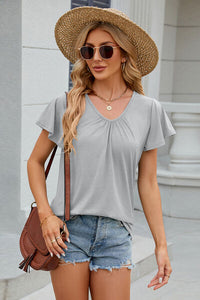 Flutter Sleeve V-neck T-Shirt