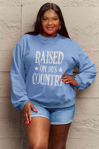 Full Size RAISED ON 90'S COUNTRY Graphic Sweatshirt