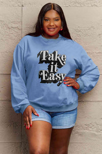 Full Size TAKE IT EASY Graphic Sweatshirt