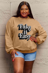 Full Size TAKE IT EASY Graphic Sweatshirt