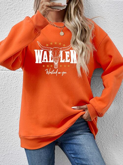 Graphic Dropped Shoulder Round Neck Sweatshirt