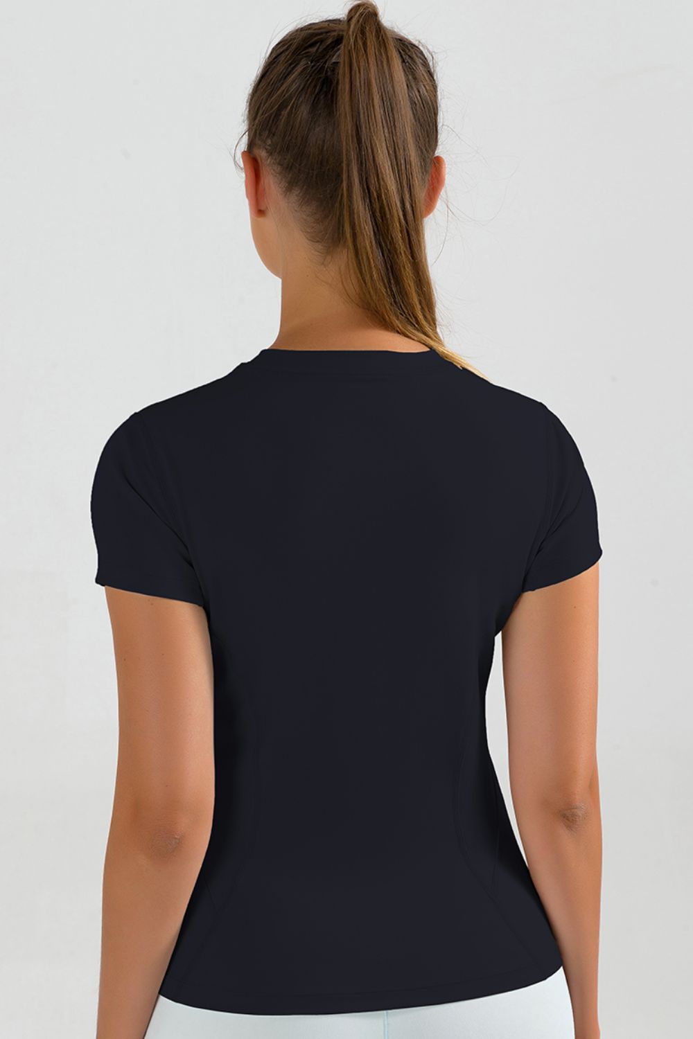 Round Neck Short Sleeve Sports T-Shirt Black