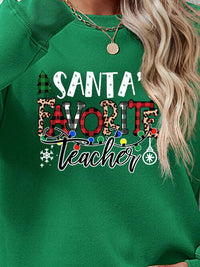 Letter Graphic Santa's Favorite Teacher Sweatshirt