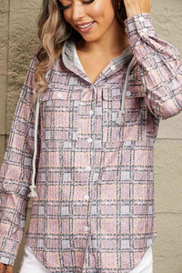 Plaid Long Sleeve Hooded Jacket