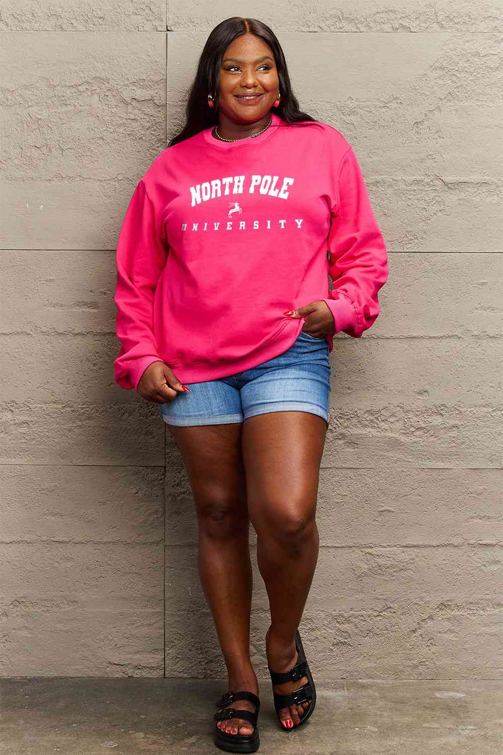 Full Size NORTH POLE UNIVERSITY Graphic Sweatshirt