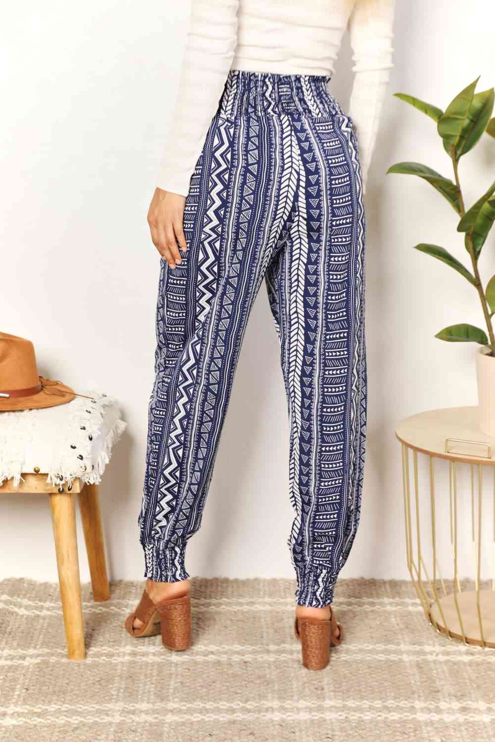 Geometric Print Tassel High-Rise Pants